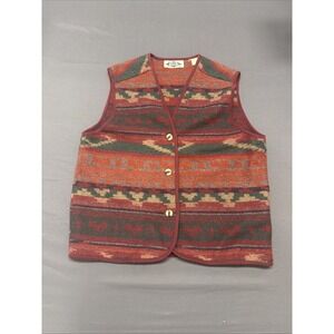 Ride brand Southwestern-style vest features a vibrant geometric pattern in red L